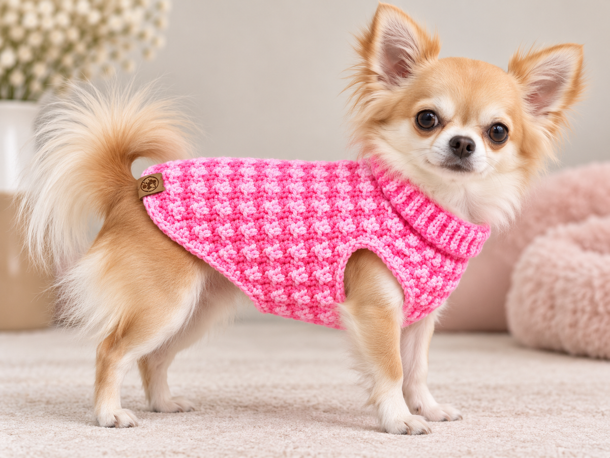 MySweety Hundepullover Shiny in pink — Rückenlänge 18 cm