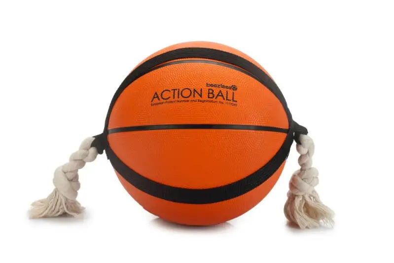Beeztees Hondenspeelgoed Action Basketbal met Touw 24 cm