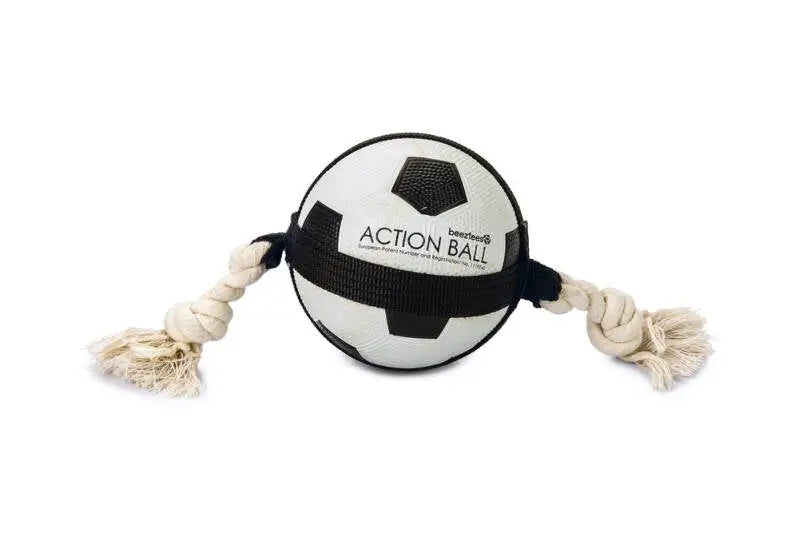 Beeztees Hondenspeelgoed Action Voetbal met Touw 12.5 cm