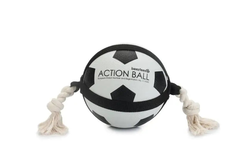 Beeztees Hondenspeelgoed Action Voetbal met Touw 19 cm