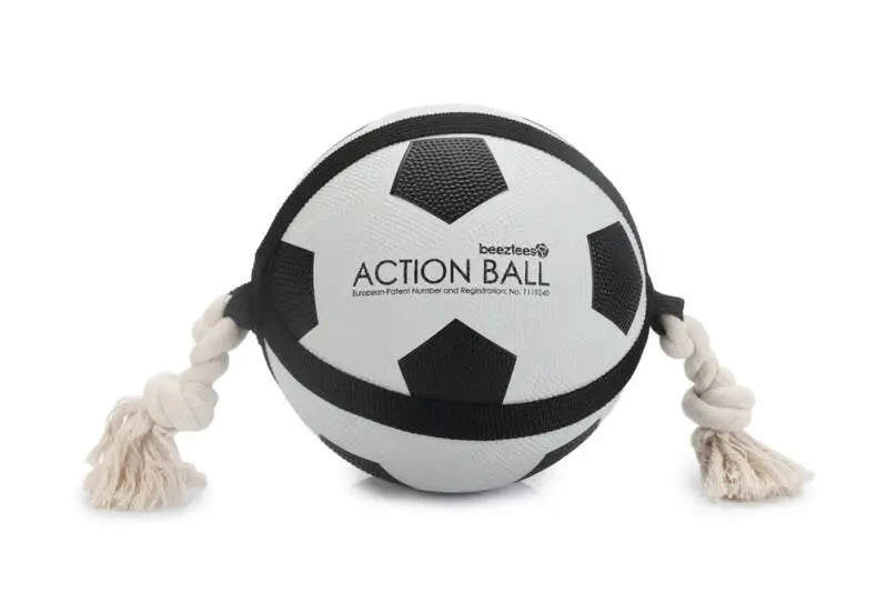 Beeztees Hondenspeelgoed Action Voetbal met Touw 22 cm