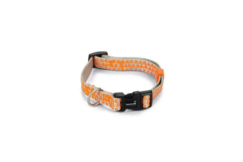 Beeztees nylon Hondenhalsband Triangle lichtgrijs/oranje 26-40x15
