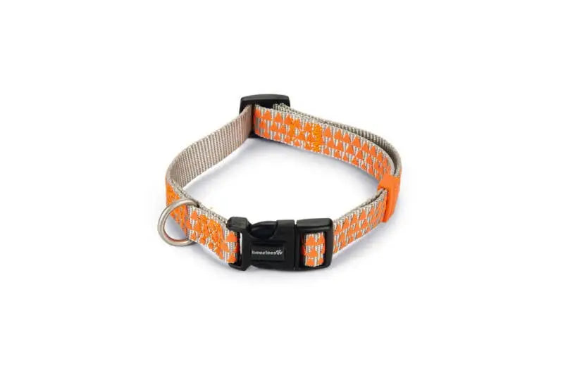 Beeztees nylon Hondenhalsband Triangle lichtgrijs/oranje 35-50x20
