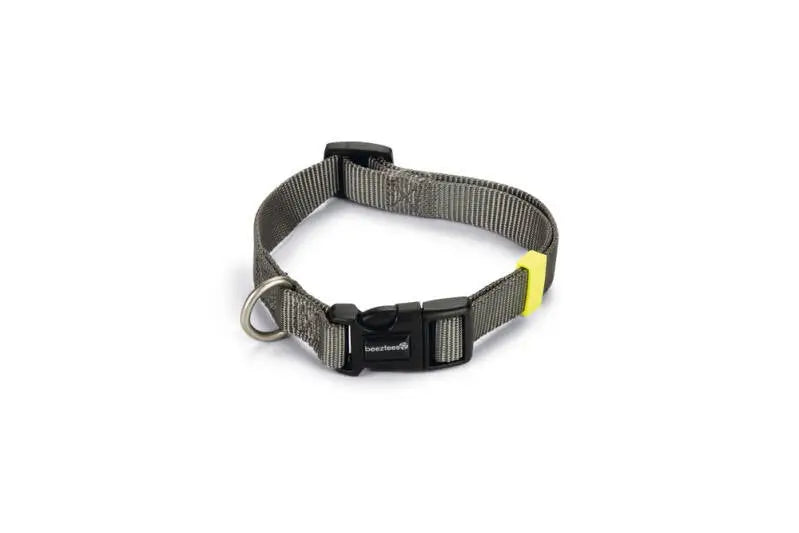 Beeztees nylon Hondenhalsband Uni donkergrijs 35-50x20