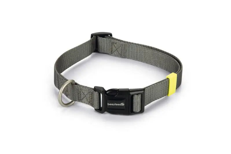 Beeztees nylon Hondenhalsband Uni donkergrijs 48-70x25