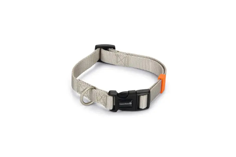 Beeztees nylon Hondenhalsband Uni — Lichtgrijs - 35-50 cm x 20 mm - HALSBANDEN/LIJNEN NYLON