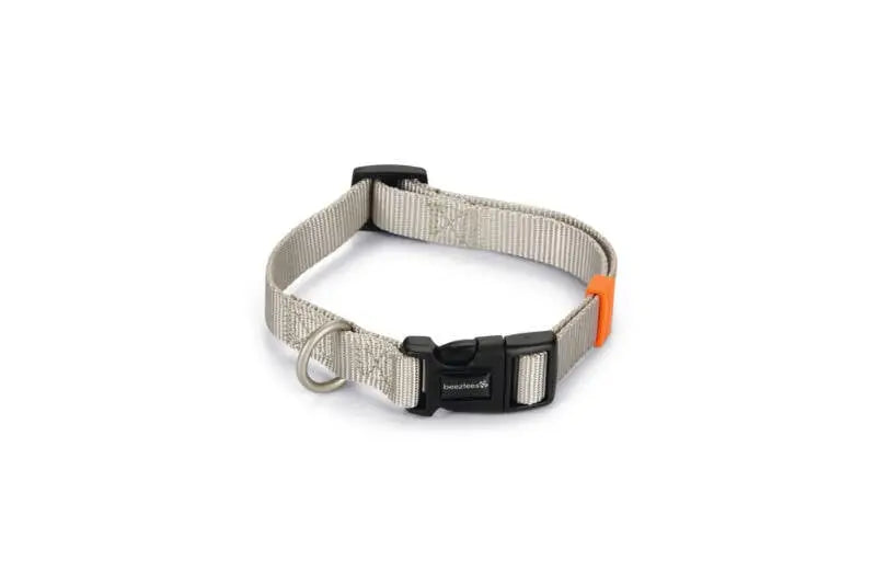 Beeztees nylon Hondenhalsband Uni lichtgrijs 35-50x20