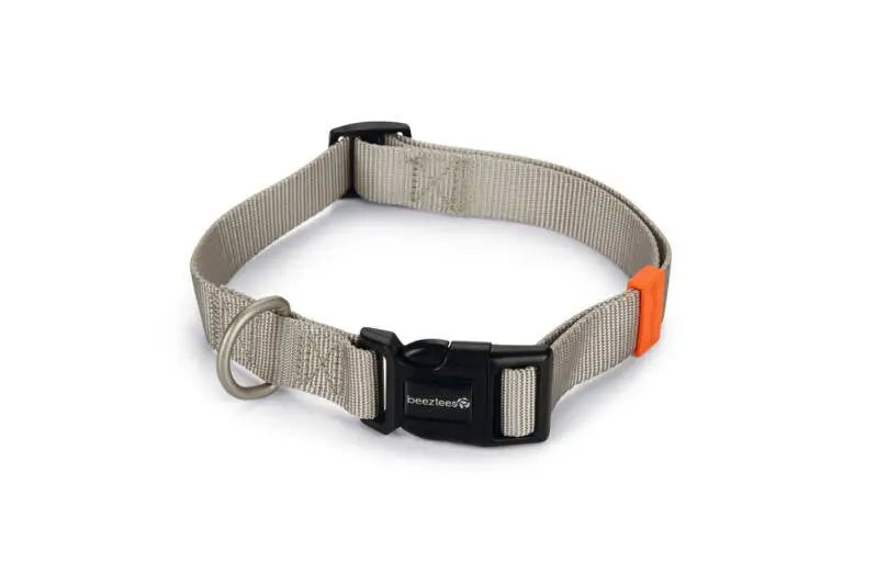 Beeztees nylon Hondenhalsband Uni lichtgrijs 48-70x25