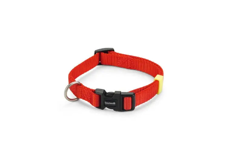 Beeztees nylon Hondenhalsband Uni rood 26-40x15