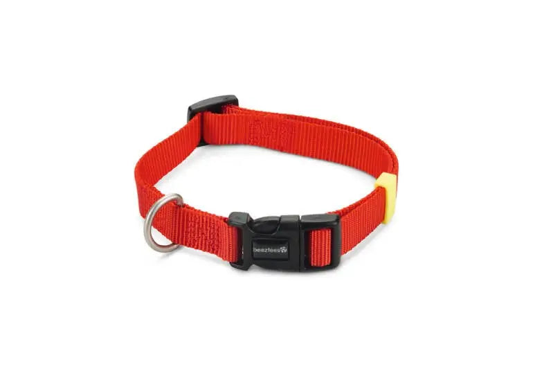 Beeztees nylon Hondenhalsband Uni rood 35-50x20