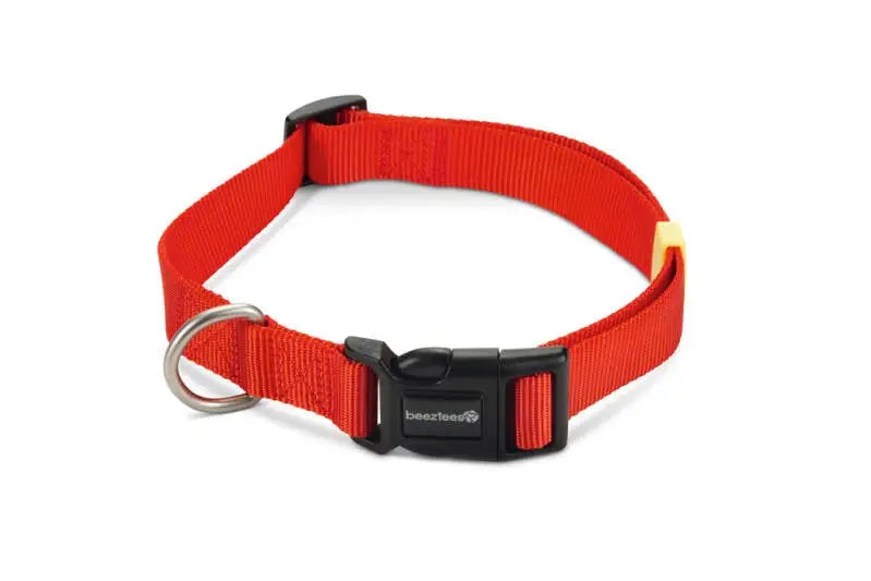 Beeztees nylon Hondenhalsband Uni rood 48-70x25