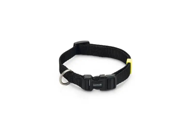 Beeztees nylon Hondenhalsband Uni zwart 26-40x15