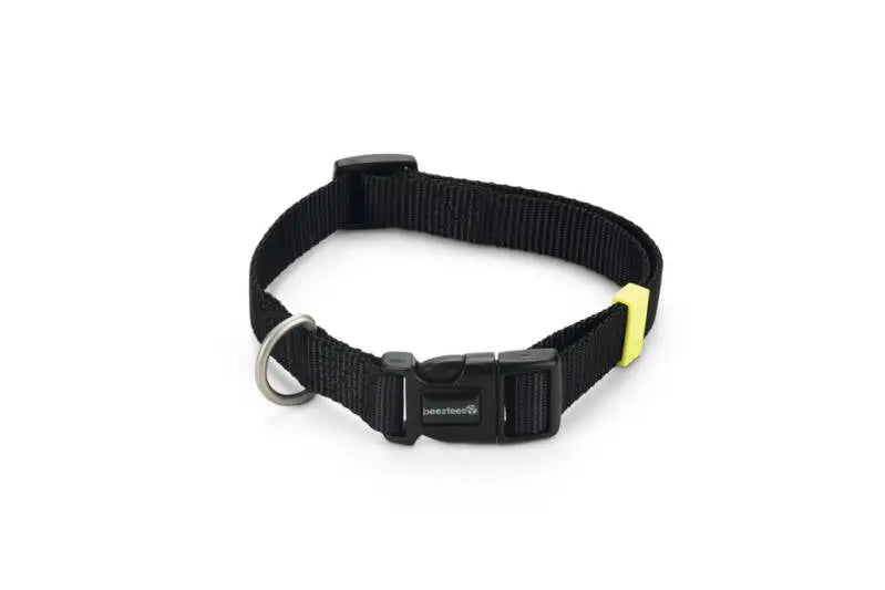 Beeztees nylon Hondenhalsband Uni zwart 35-50x20