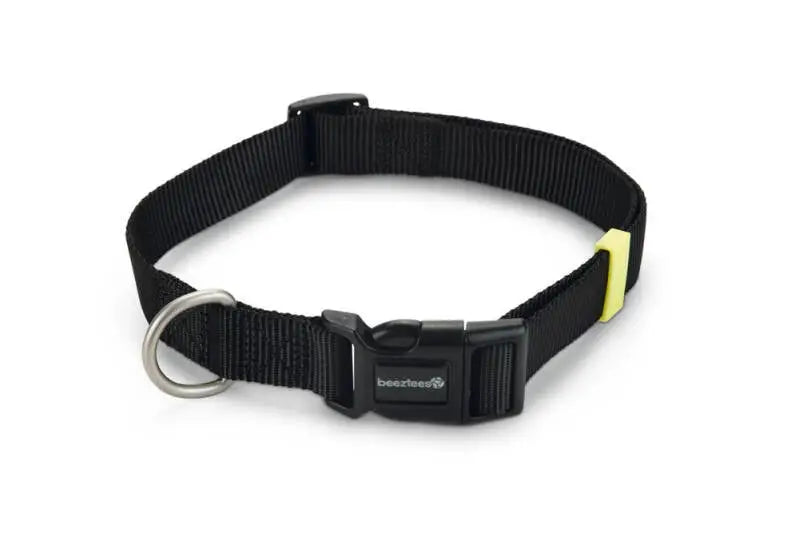 Beeztees nylon Hondenhalsband Uni zwart 48-70x25
