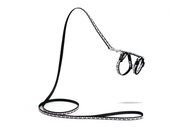 Beeztees Nylon Kittentuigje Hearts — Zwart - Kattentuigje