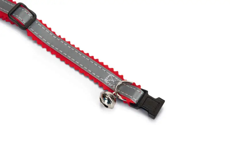 Beeztees Reflecterend Katenhalsbandje — Grijs / Rood - HALSBANDEN/LIJNEN NYLON