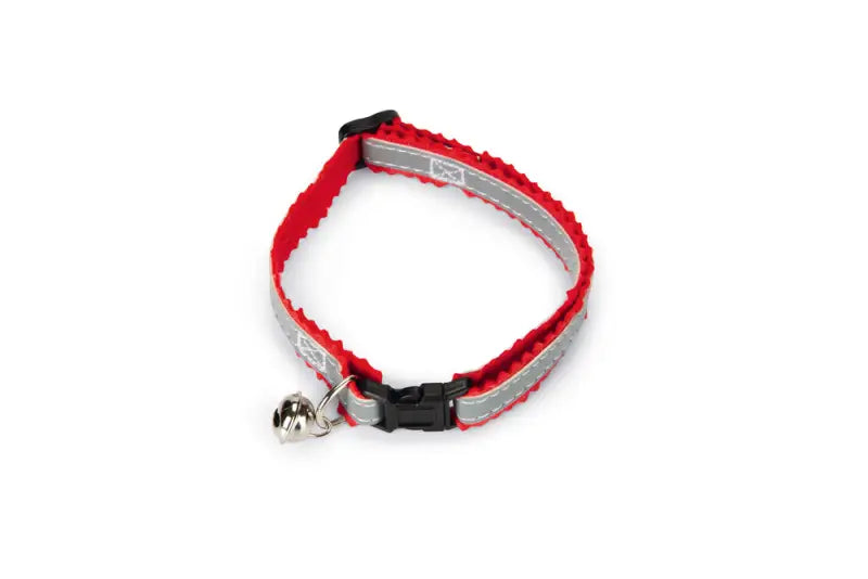 Beeztees Reflecterend Katenhalsbandje — Grijs / Rood - HALSBANDEN/LIJNEN NYLON