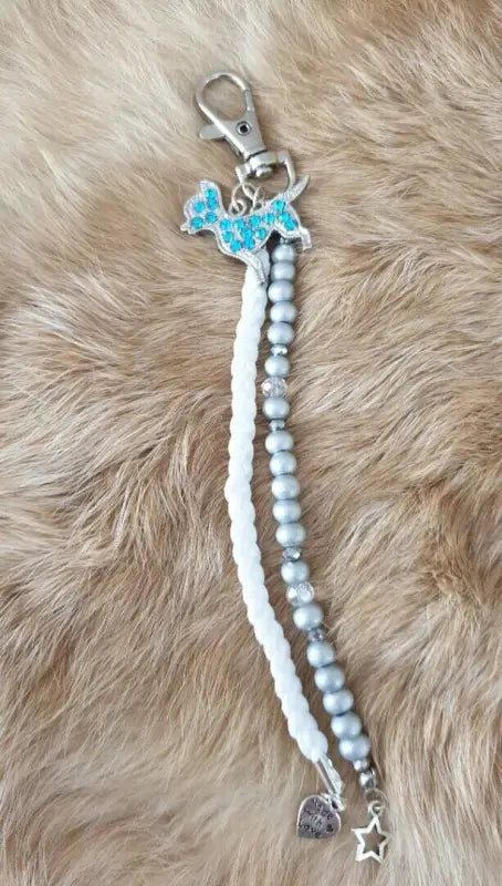 Chihuahua sleutelhanger turquoise / zilver