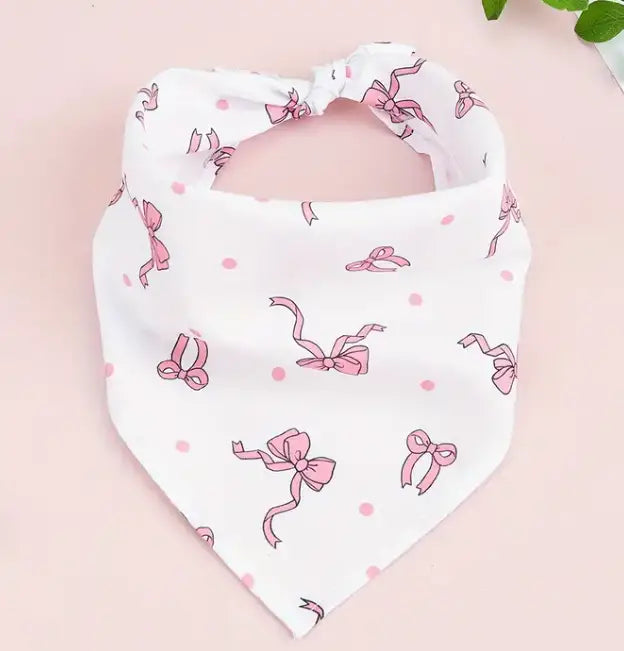 Honden Bandana Polka Dot en Strikjes 20-28 cm — Wit / Roze - Bandana