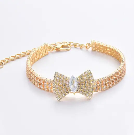 Honden Strass Collier goudkleur
