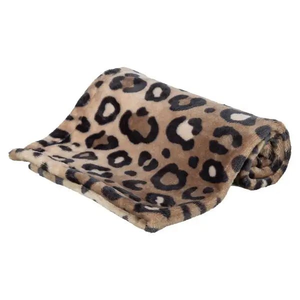 Hondendeken Leo Soft Pluche Bruin/Panterprint - BEDDEN/MANDEN/KUSSENS