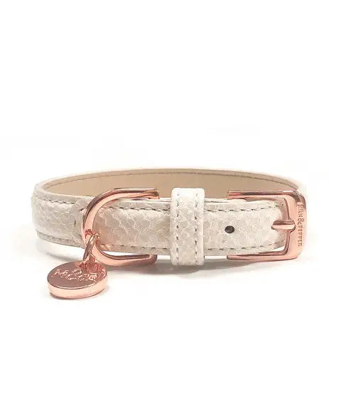 Hondenhalsband ArtLeather Pogona 30 cm x 1,5 cm — Crème - HALSBANDEN/LIJNEN LEER