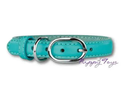 Hondenhalsband Pettarazzi Leather Collar Turquoise/Silver 40 cm