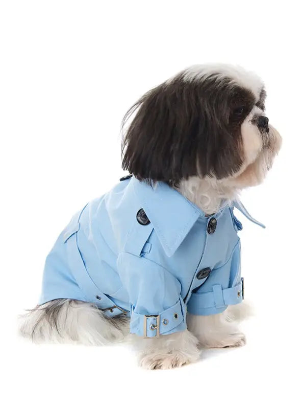 Hondenjas Classic Powder Blue Trench Coat — Lichtblauw - Hondenjas