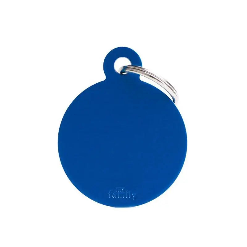 Hondenpenning aluminium rond blauw Large