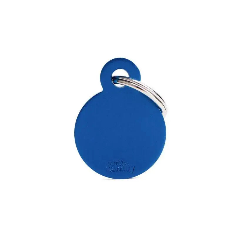 Hondenpenning aluminium rond blauw Small