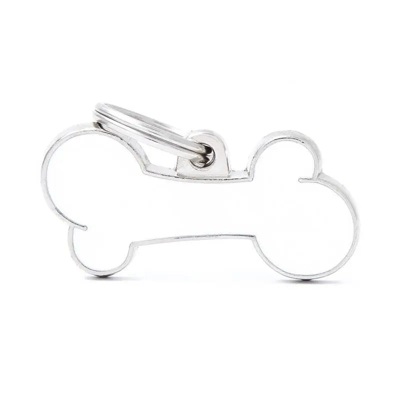 Hondenpenning Bone handgemaakt wit XXL