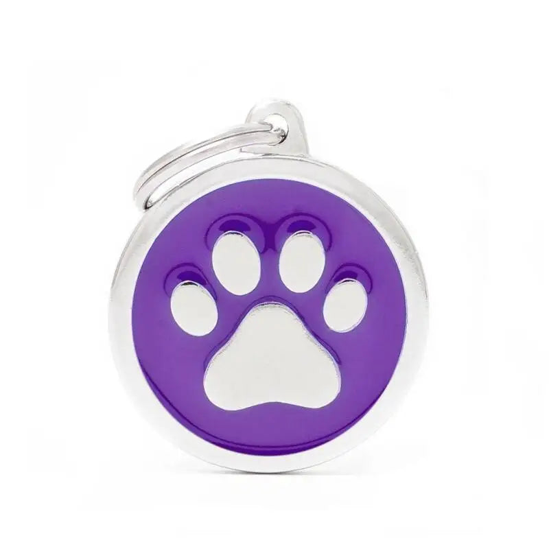 Hondenpenning Classic Cirkel Purple Paw