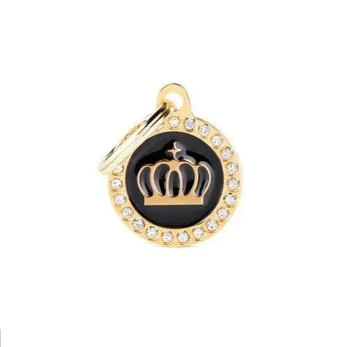 Hondenpenning Glamoureuze Black Gold Crown