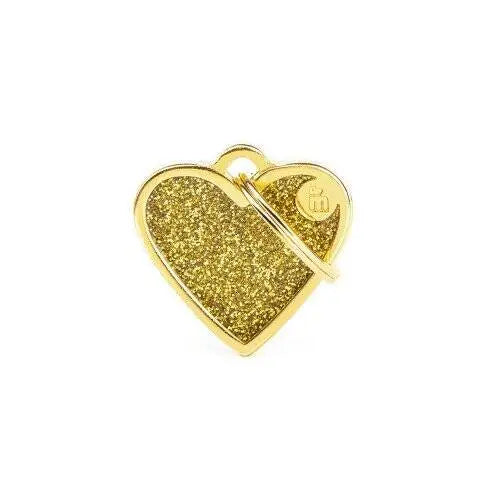 Hondenpenning Glitter Heart Gold
