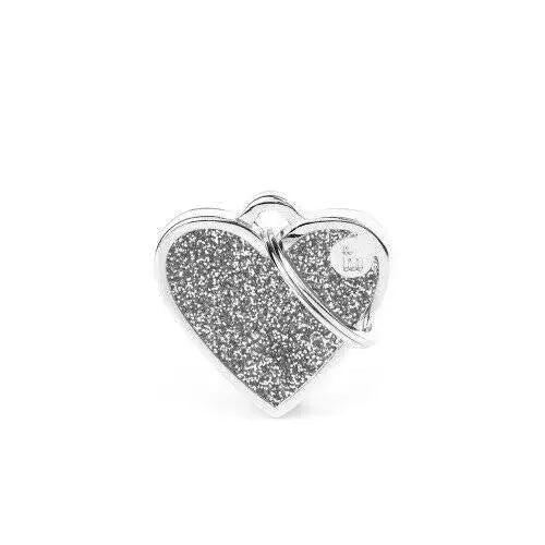 Hondenpenning Glitter Heart Grey