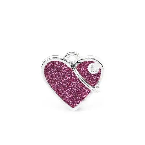 Hondenpenning Glitter Heart Pink