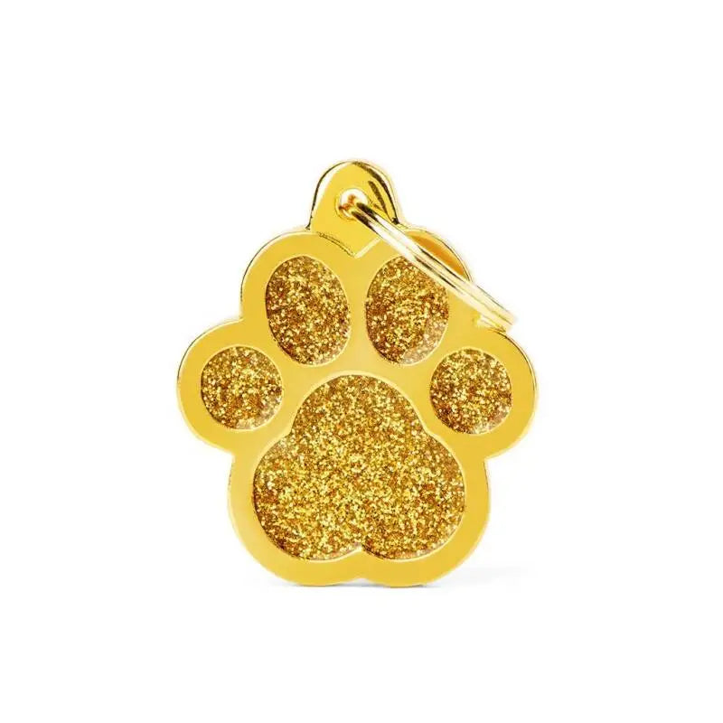 Hondenpenning Glitter Paw goud Large
