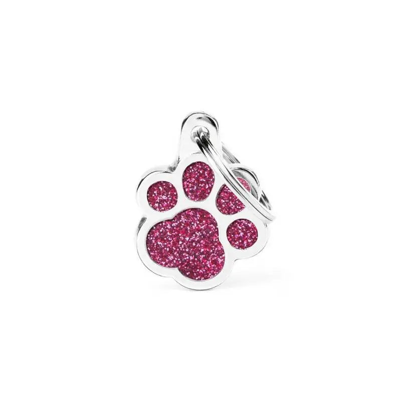 Kattenpenning Glitter Paw roze Small