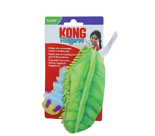 KONG Flingaroo Catnip Rups met Blad - SPEELGOED