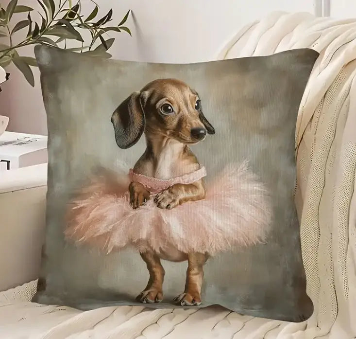 Kussenhoes Teckel in Tutu - Kussenhoes