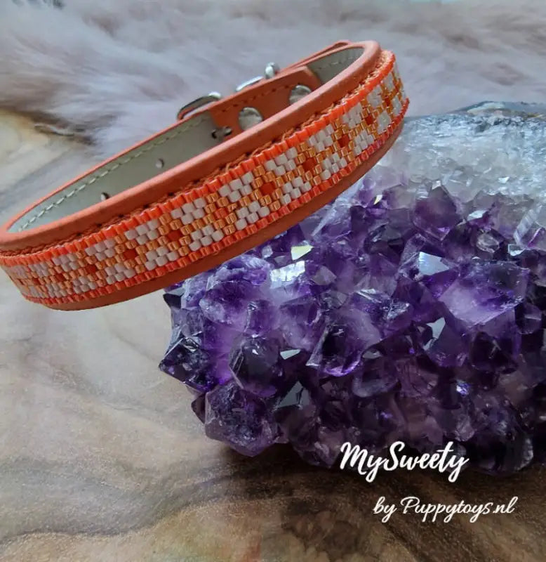 MySweety Chihuahua halsbandje Fancy Oranje 17-25 cm