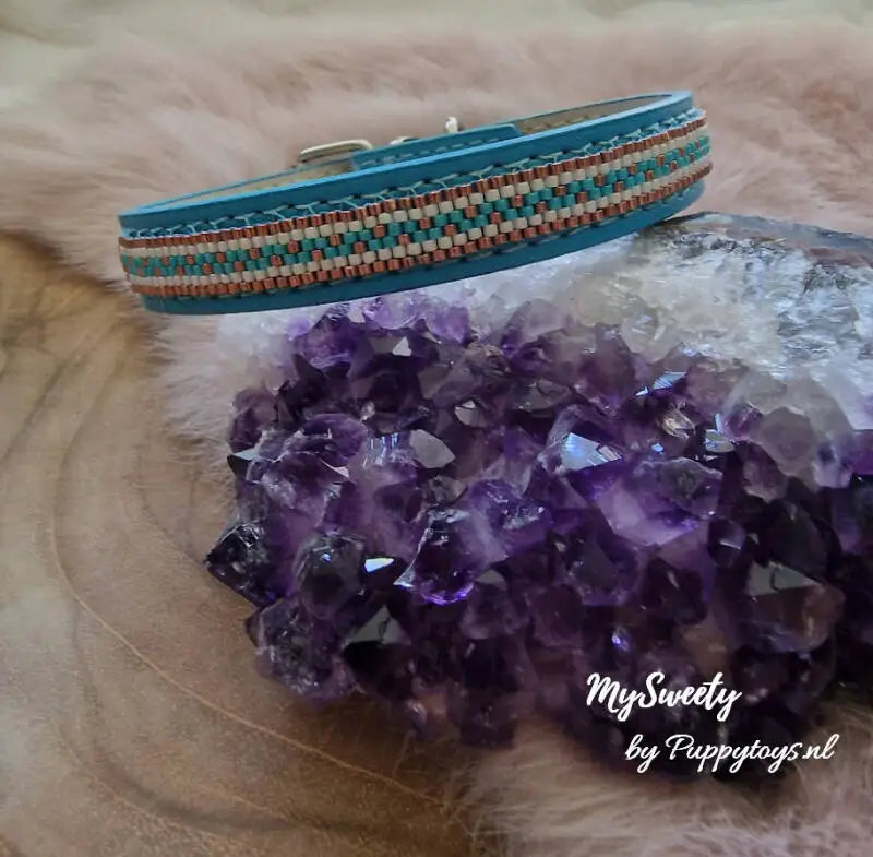 MySweety Chihuahua halsbandje Goldenrod 17-25 cm — Turquoise