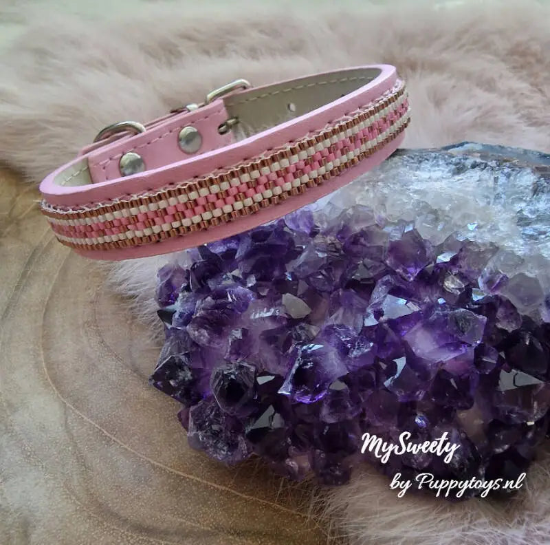 MySweety Chihuahua halsbandje Goldenrod Pink 17-25 cm — Roze