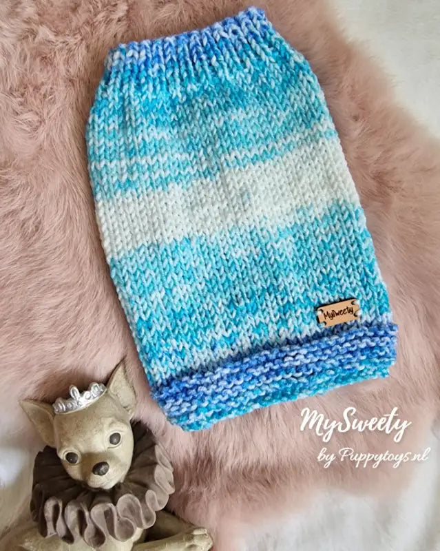 MySweety Chihuahua truitje Melange Blue — Ruglengte 21 cm