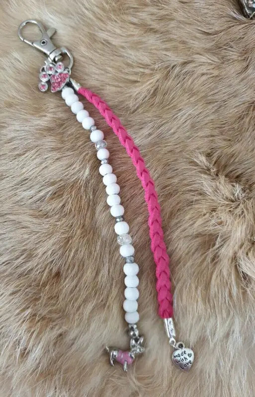 Pink Paw sleutelhanger fuchsia / wit