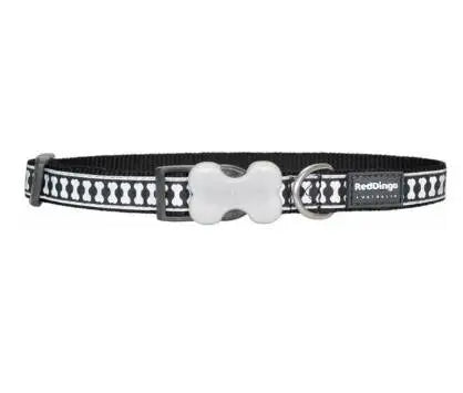 Red Dingo Hondenhalsband Reflective Bones zwart 31-47 cm