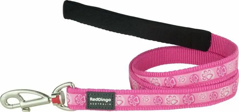 Red Dingo Hondenriem Paw Impressions 120 cm x 12 mm — 120 cm x 12 mm