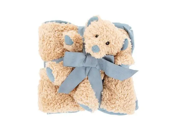Scruffs Cosy Blanket & Bear Toy Gift Set blue 110x75 cm