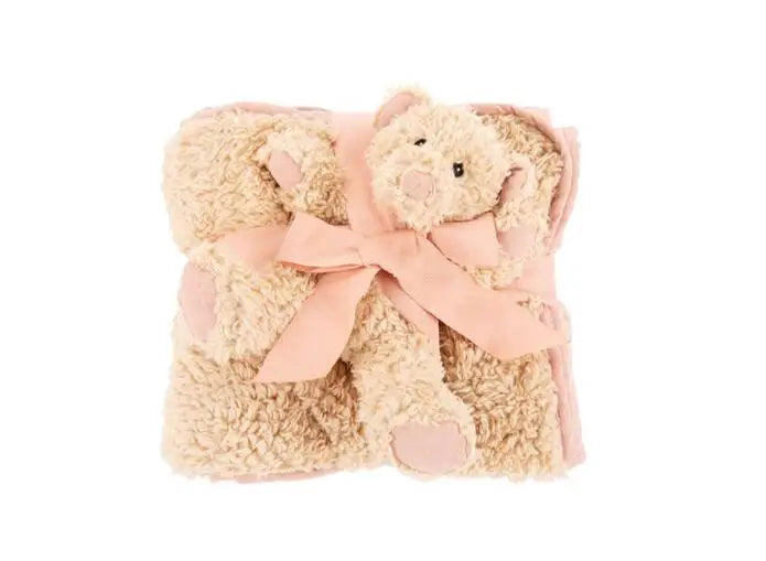 Scruffs Cosy Blanket & Bear Toy Gift Set pink 110x75 cm