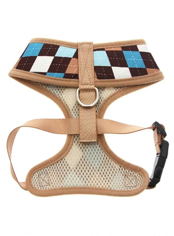 UrbanPup Argyle Harness — Bruin / Blauw - Hondentuigje